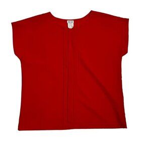 R&J vintage blouse Women's L red short sleeve round neck